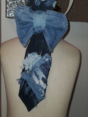 Bold Unique Denim  Necktie - Blue